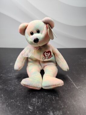 🎉 Ty Beanie Baby "15 Years" Anniversary Bear — Pastel Tie-Dye — With Tag